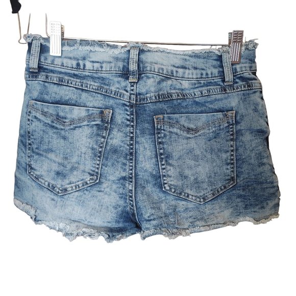 VINTAGE REUNION Rewash Womens7/28 High Rise Distressed Cut Off Denim Jean Shorts - Picture 2 of 6